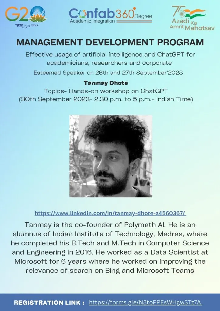 MDP - Hands-on Workshop on ChatGPT by Tanmoy Dhote - Image 1